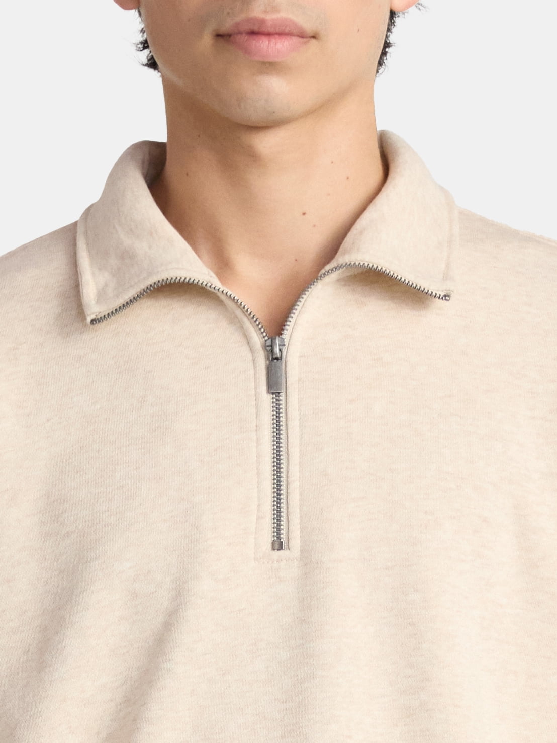 No Boundaries Oversized Quarter Zip Pullover with Long Sleeves, Men's & Big Men's