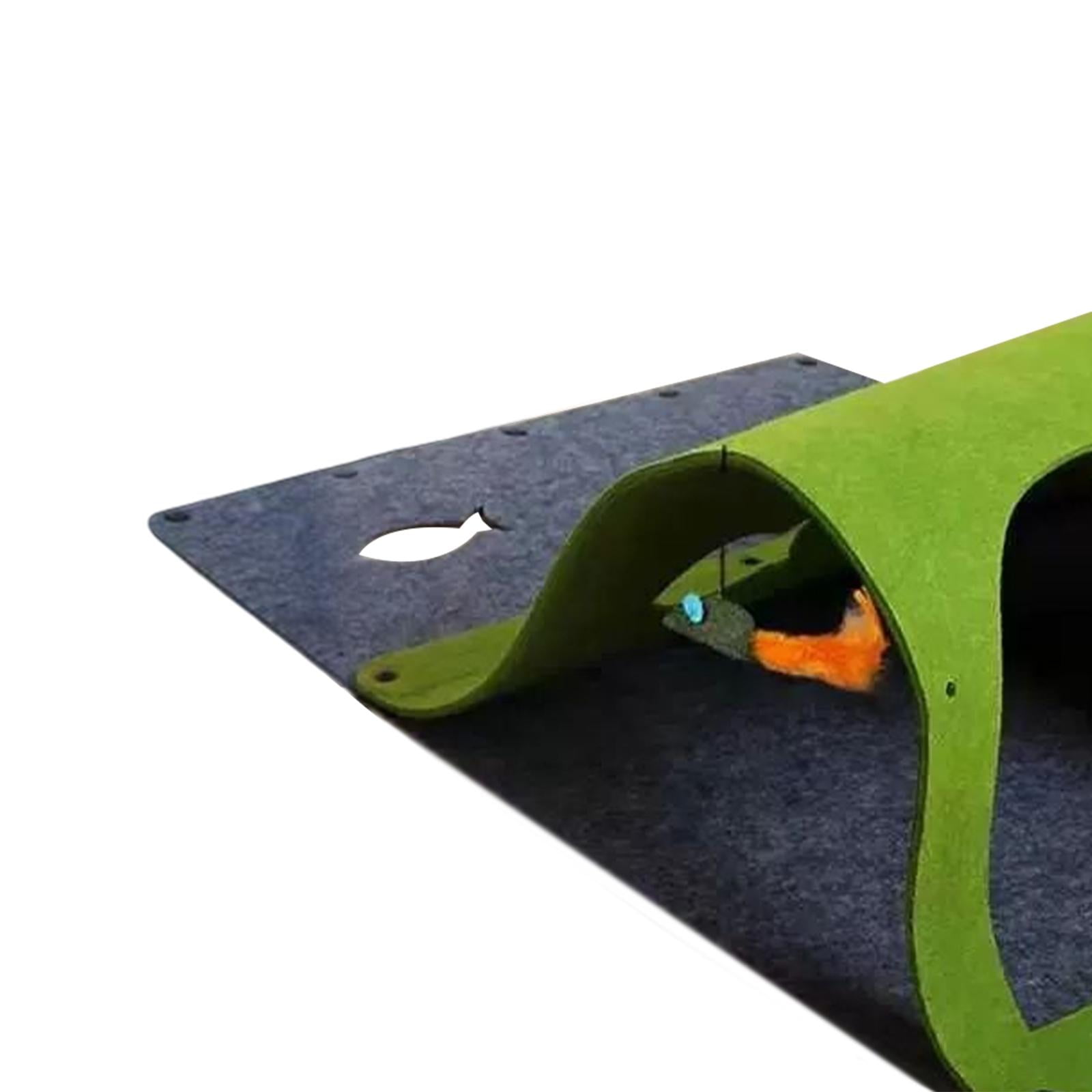EHJRE Felt Cat Tunnel for Indoor Cats, with Hanging Mouse Cat Toy Foldable Peep Hole Pet Accessories Tent Playing Tube for Kitten Exercise 44x60cm , Green
