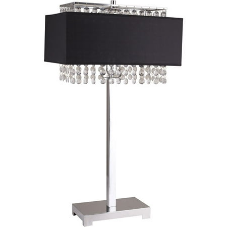 ORE International 28" Square Crystal Table Lamp, Black