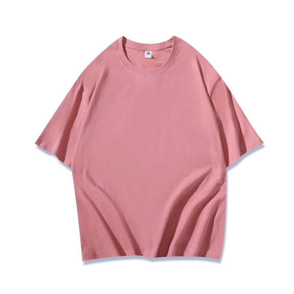 LIaqionyy Men's Cotton Shirt Short Sleeve Lightweight Solid Color Shirts Men Big and Tall Crew Neck Comfortable Tops