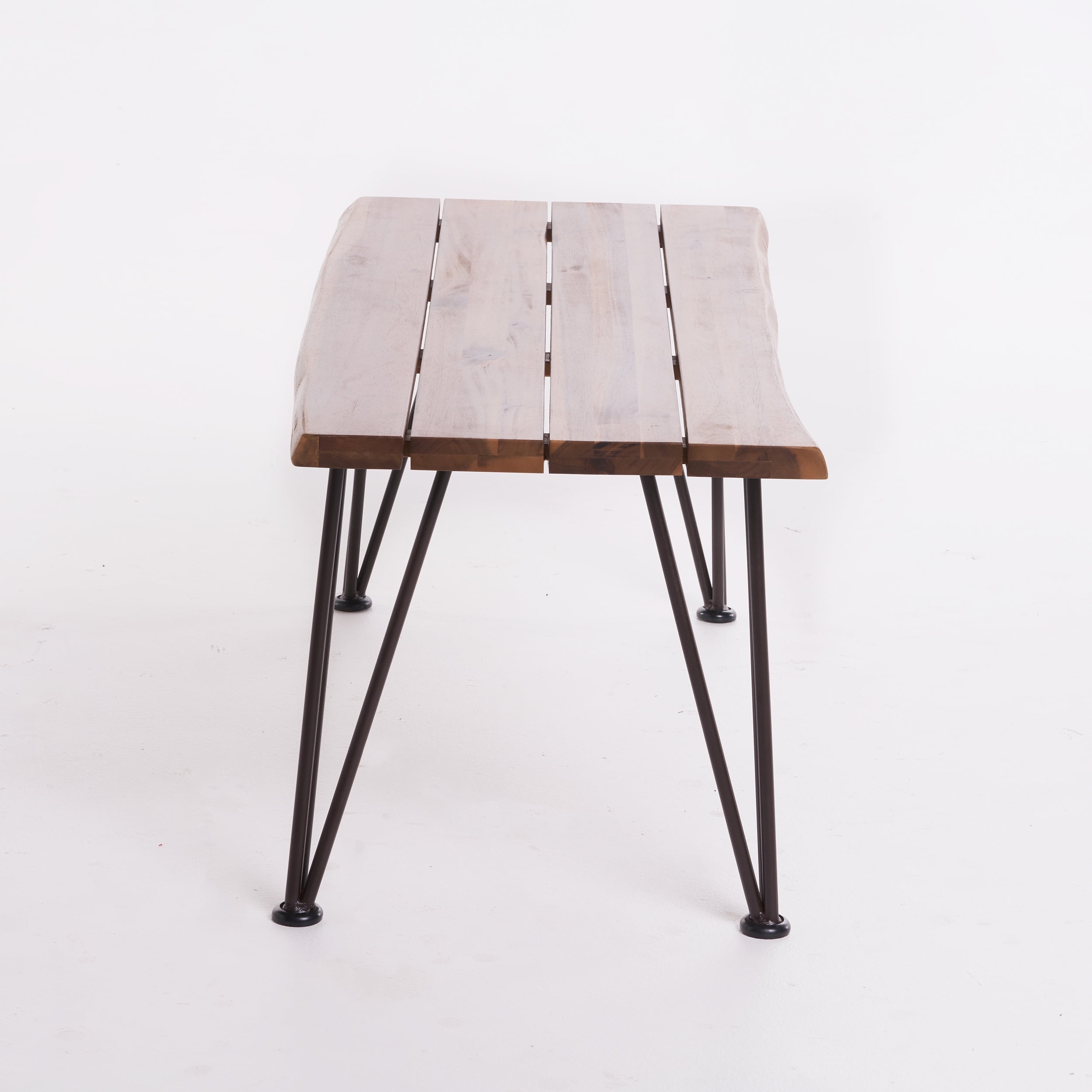 Euroco Outdoor Rustic Industrial Coffee Table – Acacia Wood Top with Metal Frame, Weather-Resistant Patio Table, 43"x18"
