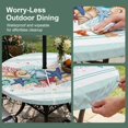 thumbnail image 5 of Round Outdoor Tablecloth with Umbrella Hole and Zipper, Teal Green Starfish Tablecloth with Elastic Waterproof, Summer Coral Beach Conch Coastal Patio Table Covers for 55" - 60" Picnic Pool Tables, 5 of 9