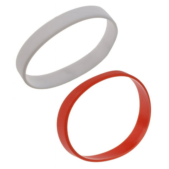 2Pcs Fashion Silicone Rubber Elasticity Wristband Wrist Band Cuff Bracelet Bangle Red & White
