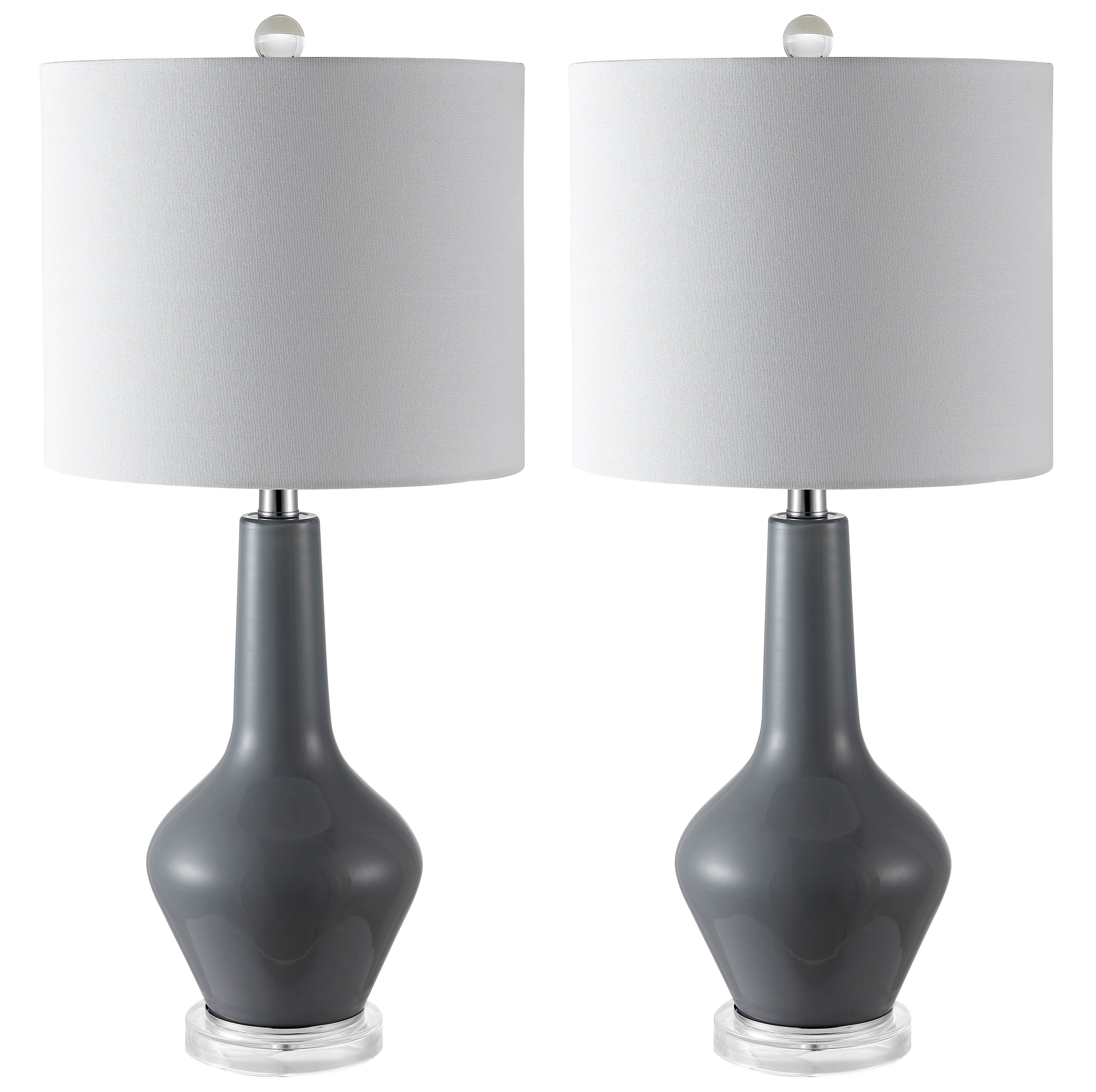SAFAVIEH Velor 24 in. H Modern Glass Table Lamp, Smoked Grey