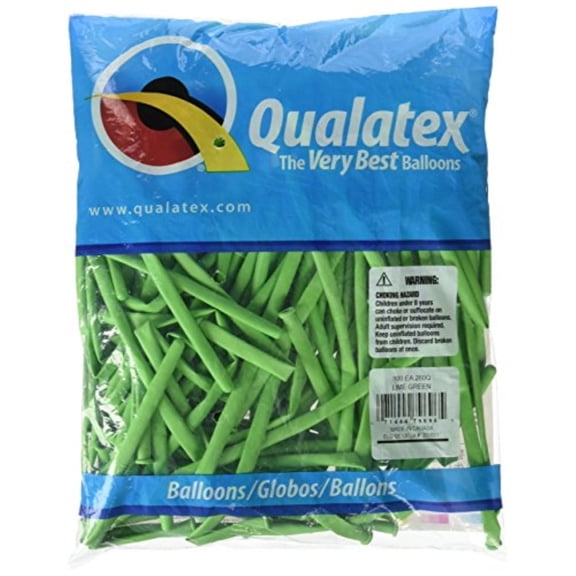 Burton & Burton 260Q Lime Green Pencil Balloons, 100 Pack