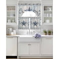 thumbnail image 3 of Texas Star Blue Swag Kitchen Curtains Sets for Windows 24 Inch Length, Farmhouse Country Branches Wooden Grain Short Window Curtain Panels Swags Valances and Tiers 3 Piece Set for Cafe/Dining Room, 3 of 5
