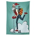 thumbnail image 3 of Ambesonne Indie Tablecloth Rectangular Table Cover, Pop Art Hipster Santa, 60"x90", Teal Red Blue, 3 of 4