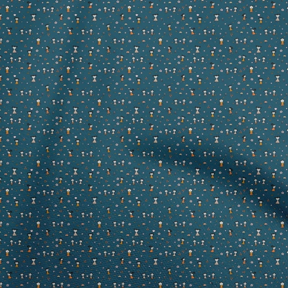 oneOone Rayon Teal Blue Fabric Random Sewing Material Print Fabric By The Yard 56 Inch Wide