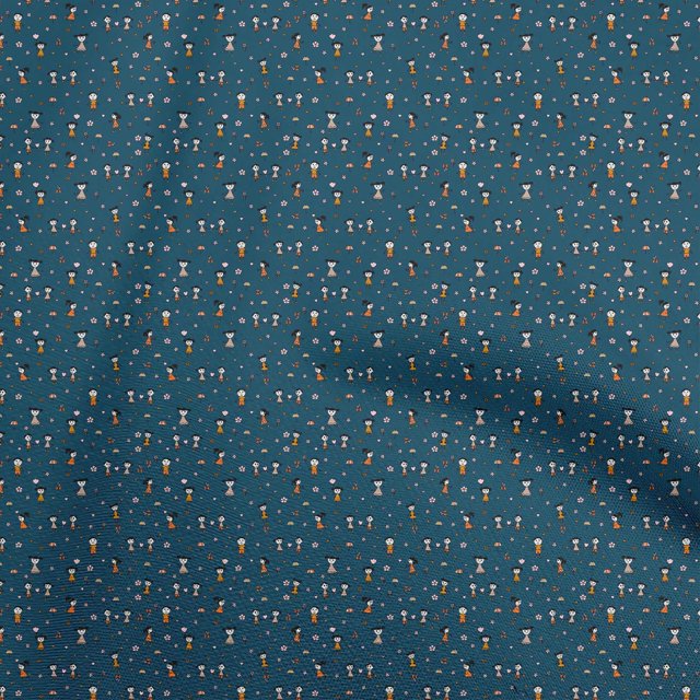 oneOone Polyester Spandex Teal Blue Fabric Random Sewing Craft Projects Fabric Prints By Yard 56 Inch Wide