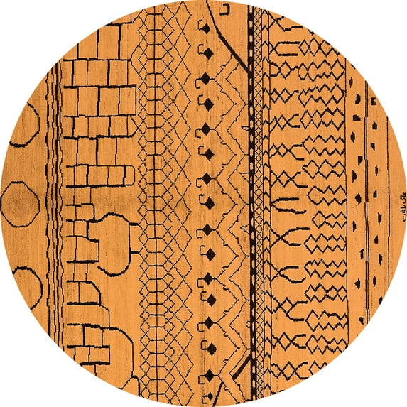 Ahgly Company Indoor Round Oriental Orange Industrial Area Rugs, 6' Round