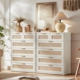 thumbnail image 5 of LEYAOYAO Boho 6 Drawer Dresser Set of 2, Vertical Chest of Drawer Dresser for Bedroom Living Room with Metal Handles for Bedroom, Grey White, 5 of 9