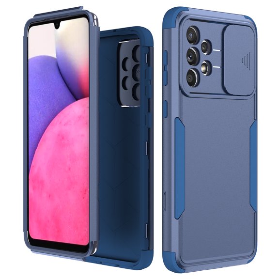 SaniMore for Samsung Galaxy A33 5G (6.4" 2021) Case, [Sliding Camera Window] Wireless Charging Shockproof Drop Resistant Hybird PC TPU Anti-slip Heavy Duty Protective Shell, Navy Blue