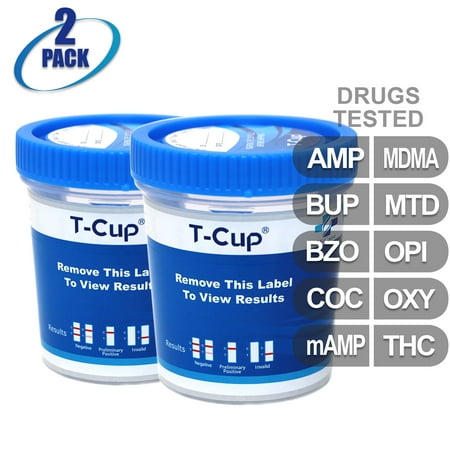 MiCare [2pk] - 10-Panel T-Cup Instant Urine Drug Test - (AMP/BUP/BZO/COC/mAMP/MDMA/MTD/OPI/OXY/THC) (Best Mdma Test Kit)