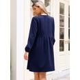 thumbnail image 3 of DARING DIVA Women's Fall Long Sleeve Bow Tie Front Cute Tunic Dress XS Navy Blue, 3 of 6
