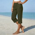 thumbnail image 7 of WGRFFH Capris Pants for Women,Split Button Elastic Waist Cotton Linen Capris,Casual Straight Leg Cropped Pants with Pockets,Summer Casual Pedal Pushers,Light Weight,Outdoor Athletic Hiking Army Green, 7 of 7