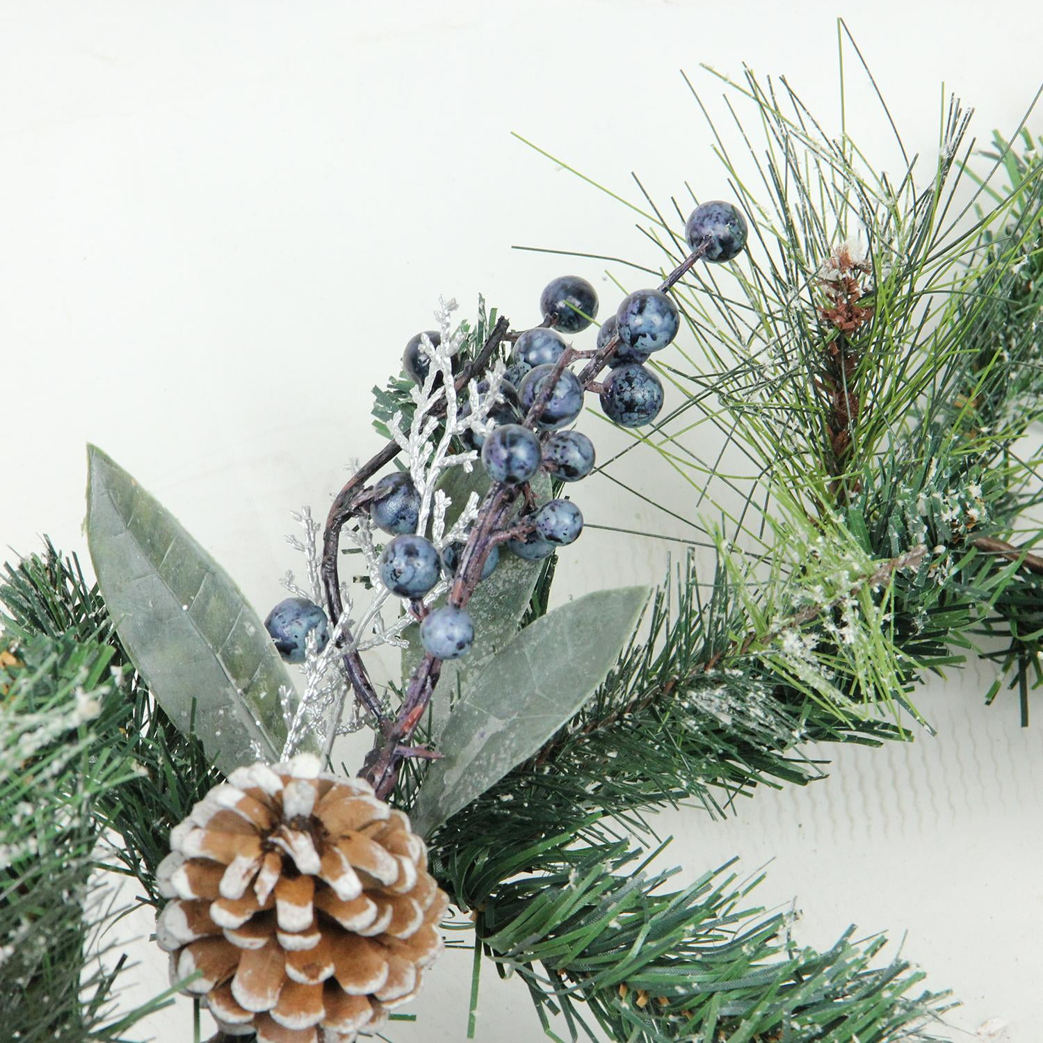6’ Mixed Pine, Blueberries and Snowy Pine Cones Artificial Christmas