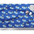 thumbnail image 3 of Soimoi Blue Rayon Fabric Star,Cloud & Sleepy Girl Print Fabric by the Yard 42 Inch Wide, 3 of 3