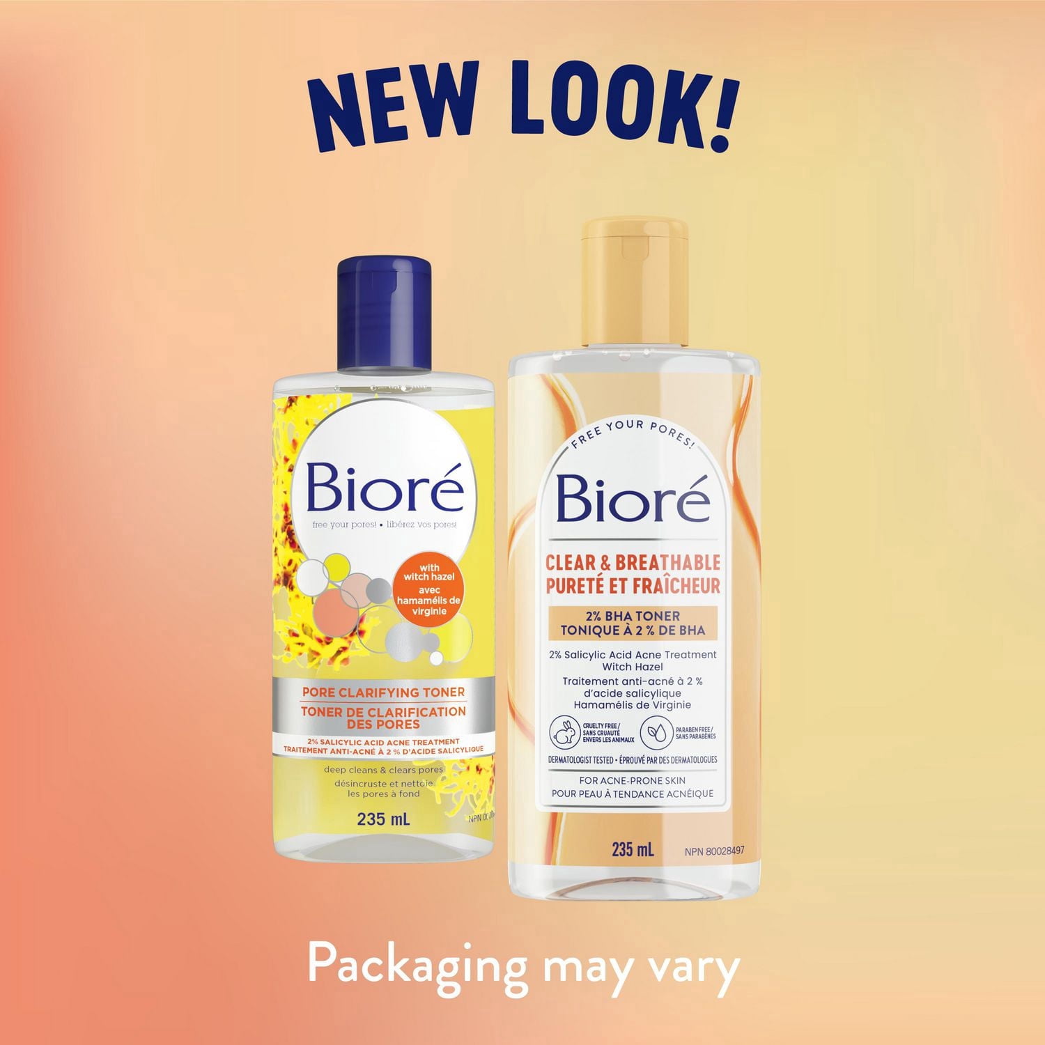 Bioré Pore Clarifying Toner with Witch Hazel, Salicylic Acid Facial Skin Care for Acne Prone Skin, 235mL