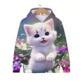 thumbnail image 5 of Sudadera de manga larga para niñas, sudadera con capucha con estampado de gatito blanco de dibujos animados, moda deportiva de otoño, sudaderas con capucha para niñas, ropa para niños, 5 of 5