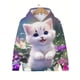 thumbnail image 5 of Sudadera de manga larga para niñas, sudadera con capucha con estampado de gatito blanco de dibujos animados, moda deportiva de otoño, sudaderas con capucha para niñas, ropa para niños, 5 of 5