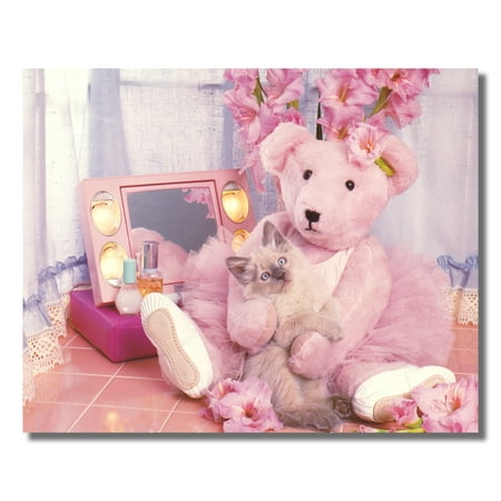 Pink Teddy Bear Holds Kitten Cat Makeup Room Photo Wall Picture 8x10 Pink Teddy Bear Holds Kitten Cat Makeup Room Photo Wall Picture 8x10 Art Print