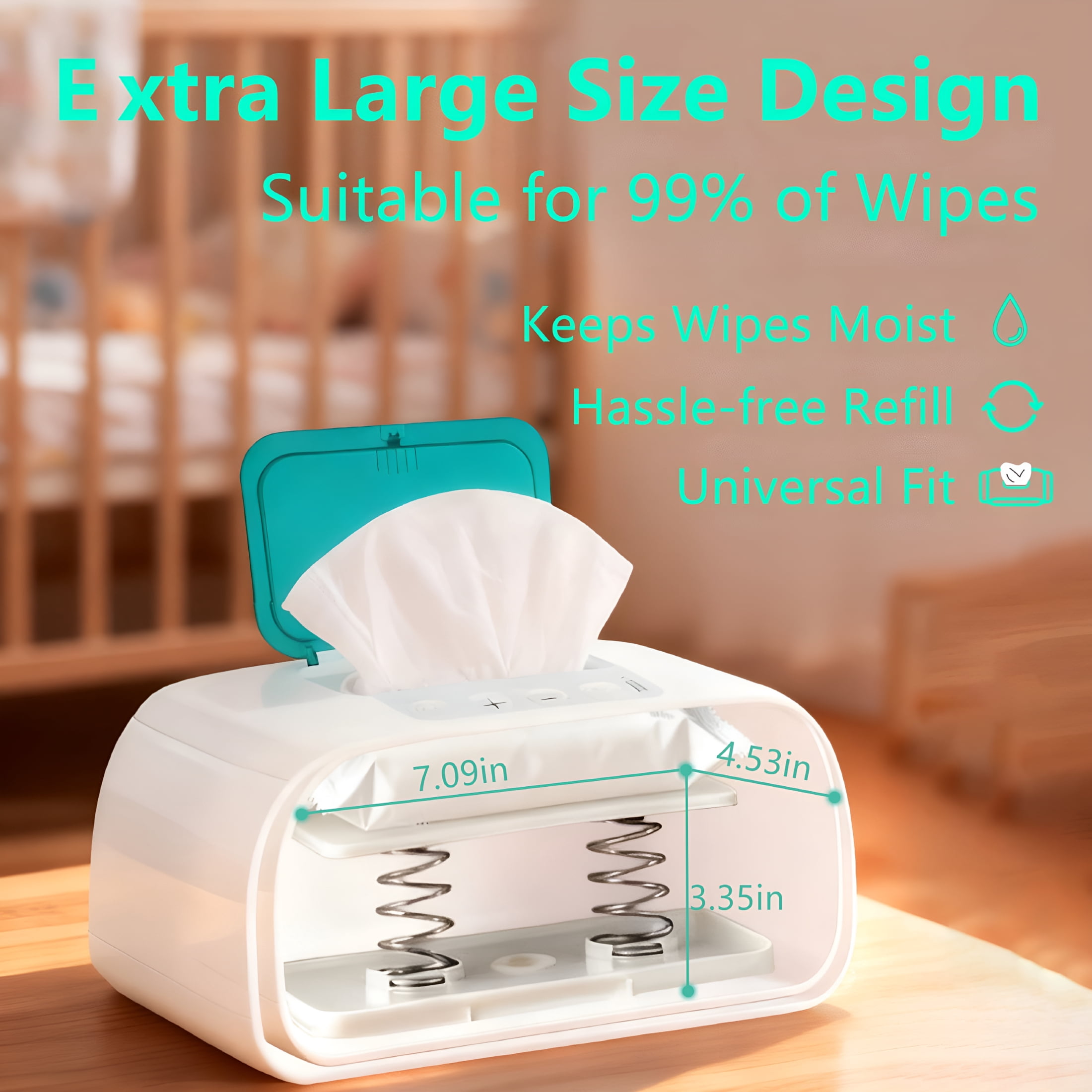HIBIBUD Baby Wipe Warmer Portable Diaper DispenserPop-Up AccessTemperature Display for
