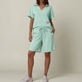 thumbnail image 2 of vigerkar 2 Piece Sets for Women Summer Lounge Sets Short Sleeve Sweatsuit V-neck Tops and Drawstring Shorts Outfits Tracksuit (Light Green, XL), 2 of 9