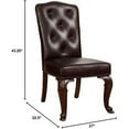 thumbnail image 5 of Brown Cherry Traditional Dining Room Furniture Set of 2 Side Chairs Tufted Back Design Leatherette Padded Seat Chair Kitchen, 5 of 6
