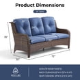 thumbnail image 7 of PARKWELL Outdoor 3 Seats Sofa - Rattan Wicker Patio Couch with Cushions - Steel Frame - Brown Wicker, Blue Cushions, 7 of 7