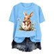 thumbnail image 4 of Tops de Cuello Alto para las Mujeres Amante Impreso Camiseta Cuello Redondo Manga Corta, Poliéster Spandex, 4 of 7
