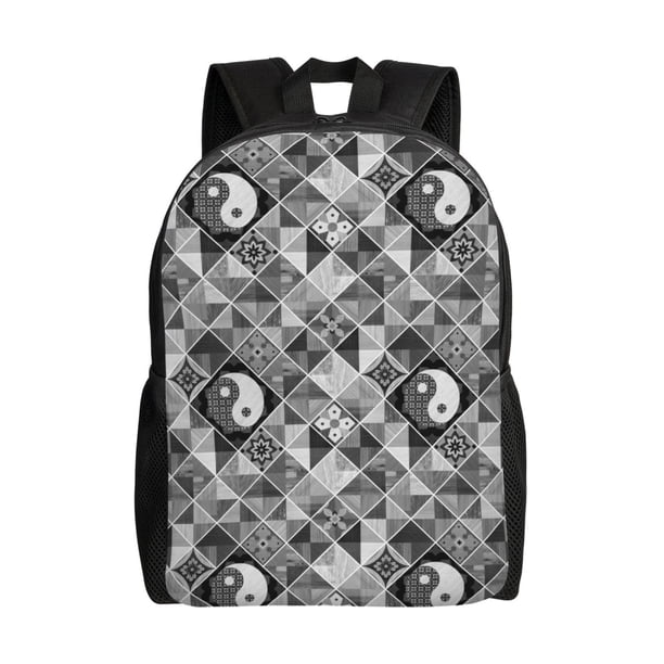 Balery Yin Yang With Black And White Mochila - Mochila Estilosa y Duradera para Laptop de 15 Pulgadas con Tela Oxford Impermeable