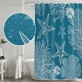 thumbnail image 4 of Blue Coastal Shower Curtain Set - Small 36" x 72" Washable Bathtub Curtain with 12 Hooks, Starfish Coral Summer Beach Ocean Waterproof Fabric Stall Shower Curtains for Bathroom/Bathtub Décor, 4 of 6