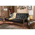 thumbnail image 5 of Baxton Studio Sorrento Mid-century Retro Modern Brown Faux Leather Upholstered Wooden 3-seater Sofa, 5 of 5