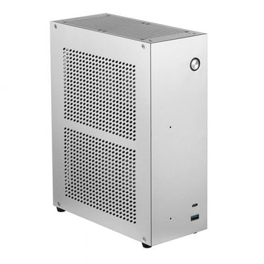 Desktop Chassis ITX Computer Case Mini NAS Computer Case Dual 3.5-Inch Hard Drive Front USB3.0 TYPEC Interface Silver