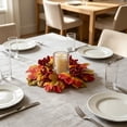 thumbnail image 4 of 10.2" Fall Sunflower & Maple Leaf Candle Ring Wreath, Thanksgiving Tabletop Faux Floral Centerpiece with Mini Pumpkins & Pinecones, Autumn Harvest Pillar Candle Holder Decoration, 1 Pack, 4 of 7