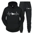thumbnail image 2 of Conjunto de ropa deportiva con estampado de latidos del corazón de Dachshund para hombre, sudaderas con capucha y pantalones de manga larga a la moda, trajes de 2 piezas, chándales con diseño de perro, 2 of 5