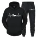 thumbnail image 2 of Conjunto de ropa deportiva con estampado de latidos del corazón de Dachshund para hombre, sudaderas con capucha y pantalones de manga larga a la moda, trajes de 2 piezas, chándales con diseño de perro, 2 of 5