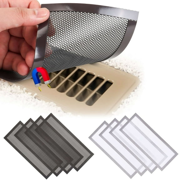 Gustave 4Pcs Floor Register Vent Cover 4"x10" Magnetic Air Vent Dustproof Bug Screen Mesh Covers for Home Ceiling Wall Floor Air Vent Filters, Black