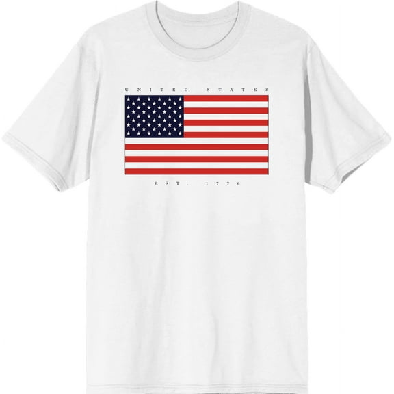 Americana United States Est 1776 Men's White Crew Neck Short Sleeve Tee-XL