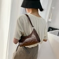 thumbnail image 4 of FunnyBeans Bag Crocodile Effect Retro Faux Leather Classic Clutch Shoulder Purse Handbag for Women (Dark Brown), 4 of 9