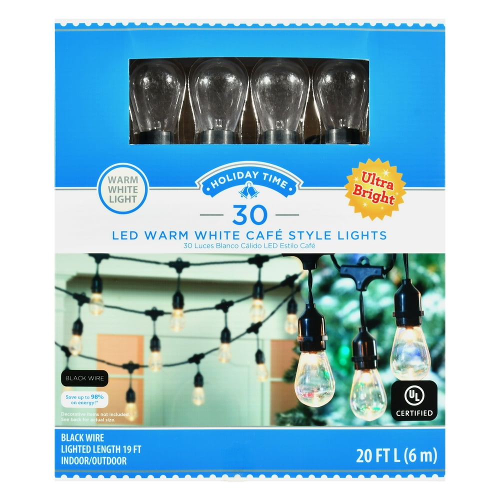 Holiday Time Warm White Ultra Bright LED Cafe Style Christmas Lights