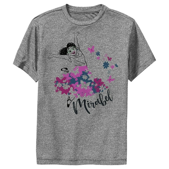 Boy's Encanto Mirabel Butterflies  Performance Graphic Tee Charcoal Heather Small