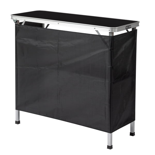 Alvantor Folding Table with Shelf, Portable Trade Show Podium Counter with Black Skirt and Carrying Bag for Events Parties Exhibitions
