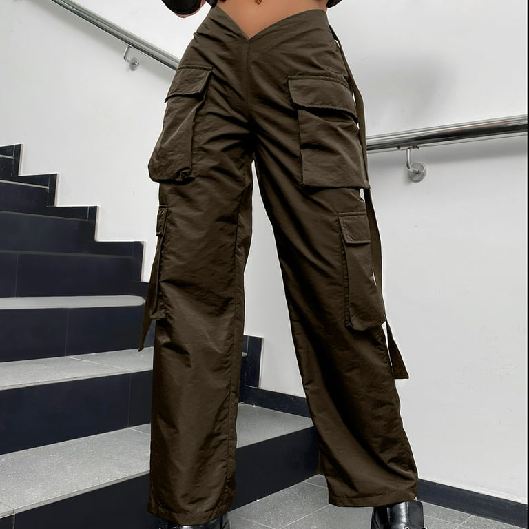 Women Baggy Cargo Pants with Pockets Y2k High Waist Loose Joggers