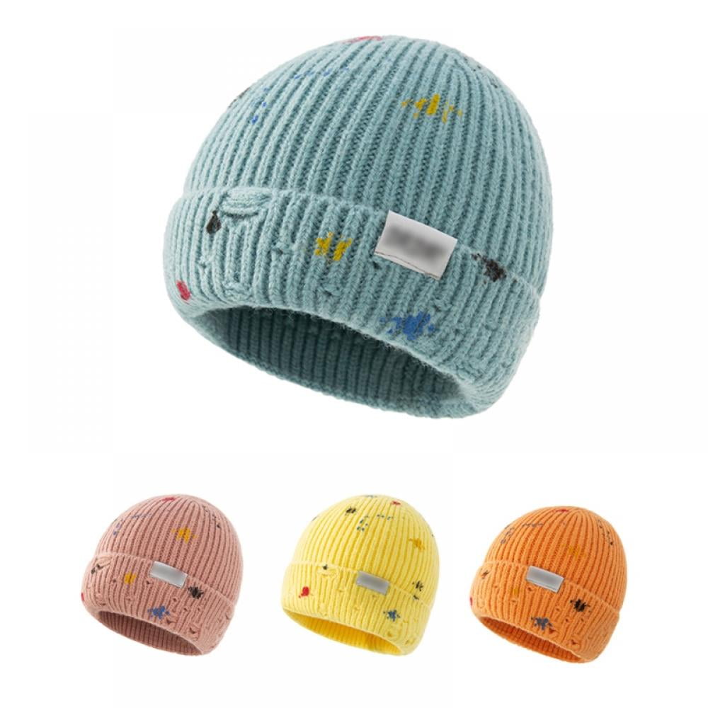 Baby Hip Hop Hat Boy Girl Knitted Cap Winter Warm Kids Solid Beanie Hat 21Colors 