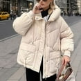 thumbnail image 5 of Lovskoo 2024 Womens Winter Coats Quilted Jacket Zipper Long Sleeve Hooded Cotton Padded Jacket White, 5 of 6