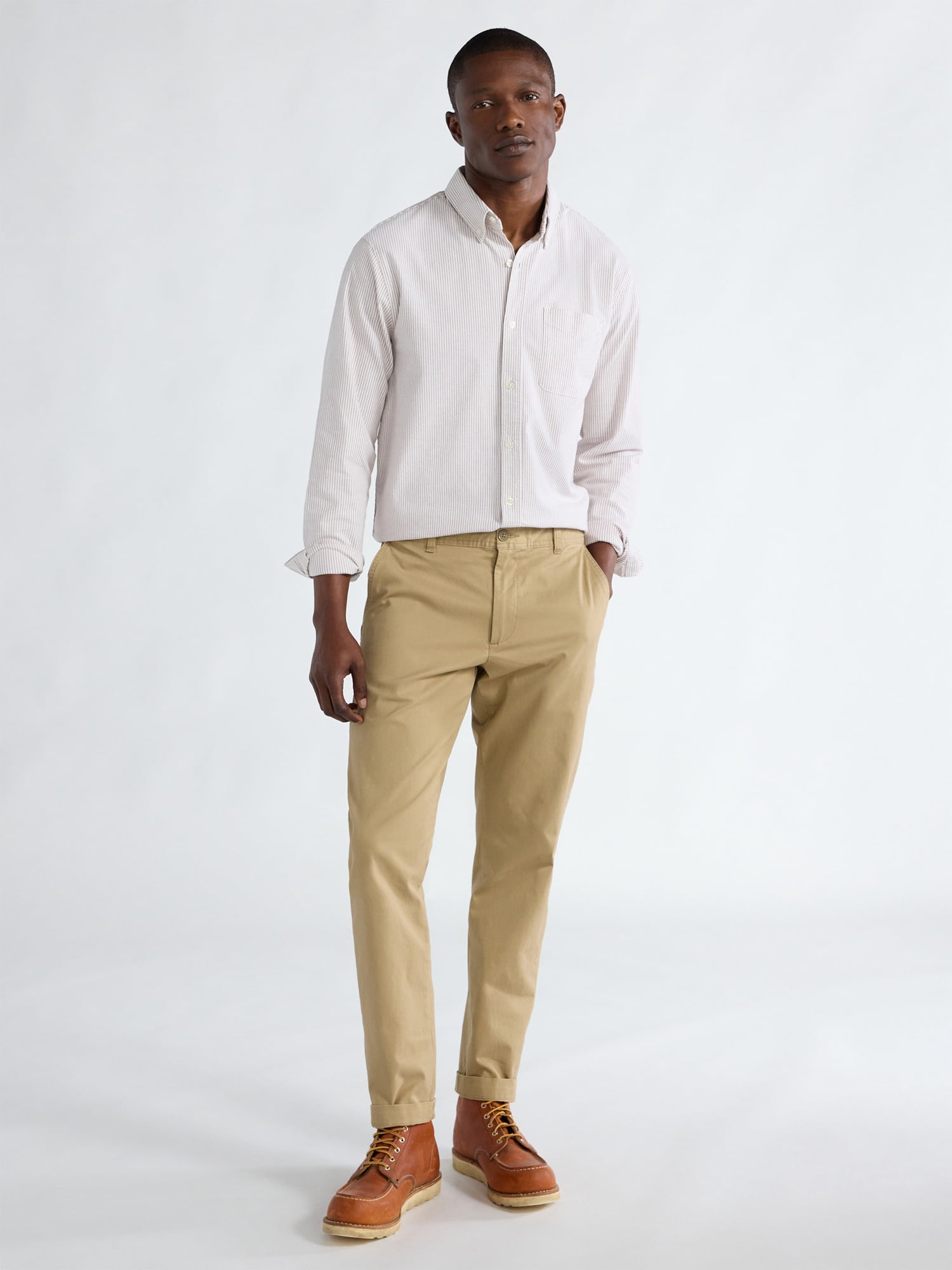 Free Assembly Men's Oxford Shirt with Long Sleeves, Sizes S-3XL