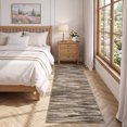 thumbnail image 3 of Garvee 2'x6' Modern Abstract Striped Runner Rug Washable Rug, Soft Non Slip Low‑Pile Indoor Carpet for Hallway Bedroom Kitchen, Light Coffee, 3 of 8