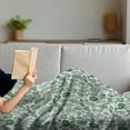 thumbnail image 3 of Botanical Soft Flannel Fleece Throw Blanket, Vintage Floral Pattern with Detailed Exotic Leaves from Different Trees, Cozy Plush for Indoor and Outdoor Use, 60" x 80", Green and Ivory, by Ambesonne, 3 of 5