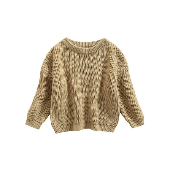 Gureui Toddler Baby Girl Boy Fall Winter Knit Sweater Crewneck Long Sleeve Solid Color Pullover Top Warm Winter Clothes